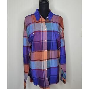 🆕️ OLD NAVY The Boyfriend Cotton Flannel Plaid Button Front Shirt size XL TALL
